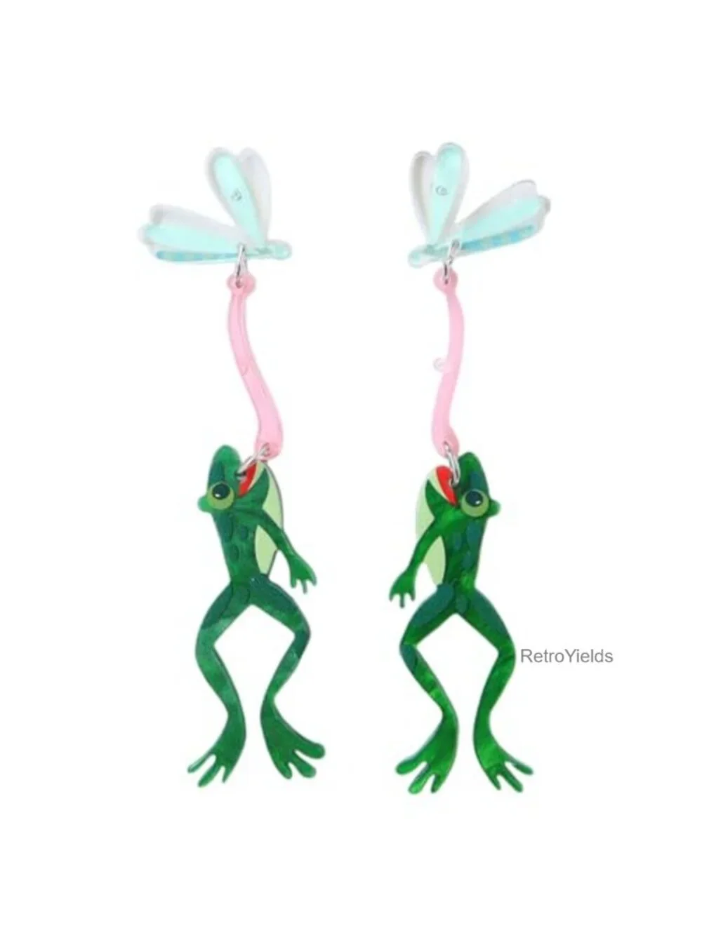 Cute Acrylic Frog Dangle Earrings Lightweight Statement Drop Earrings for Women